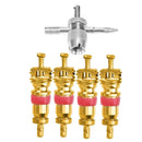 4pcs Car Tire A/C Schrader Valve Cores with 4-in-1 Tire Valve Stem Remover A