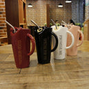 Novelty Ceramic Cup with Straw Personality Kitchen Coffee Mug Creative Tea CI5O7