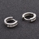 1 Pair Men Women Unisex Stainless Steel Rhinestone Charm Hoop Huggie Earrings