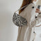 Women Leopard Pattern Shoulder Handbag Purse Portable Zipper Curved Underarm Bag