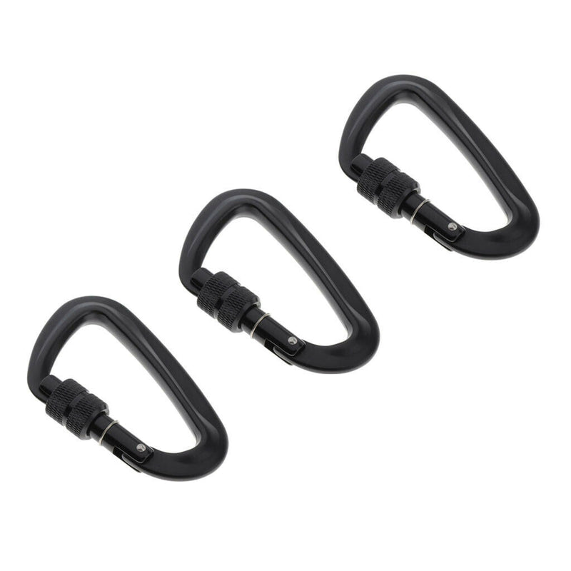 3x 12KN/5KN Screw Lock Carabiner D-Ring Durable Light for Camping Hiking