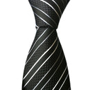 New Classic Striped Black White JACQUARD WOVEN Silk Men's Tie Necktie