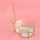 Flip Love Heart Shaped Geometric Glass Jewelry Box Glass Ring Box Exquisite T6N3