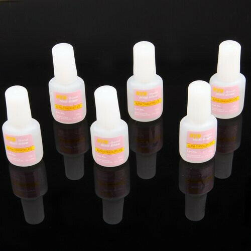 6 X French Acrylic False Tips Glitters Nail Art Glue M1B4