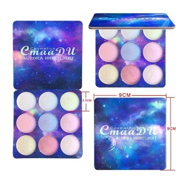 CmaaDU 9 Colors Glitter Highlight Eyeshadow Powder Palette Shimmer & Shine  G5P4