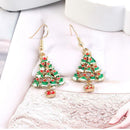 Christmas Tree Hoop Earrings Rhinestone Ear Drop for Women Jewelry Gift