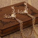 Women Deer Reindeer Elk Christmas Party Collar Chain brooch Tip Pin Tassel