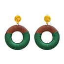 Bohemian Wooden Round Geometric Earrings Pendant Drop Earrings Ladies Fashi X9H9