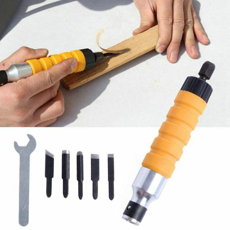 1 Set Wood Chisel Carving Tool Set Chuck Attachment For Electric Drill Flex P9W8