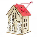 Mini Wooden House Christmas Pendant with Light Snowman Home Party Decor (D) A
