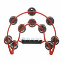 Hand Held Tambourine Double Row Metal Jingles Percussion Red F8P5