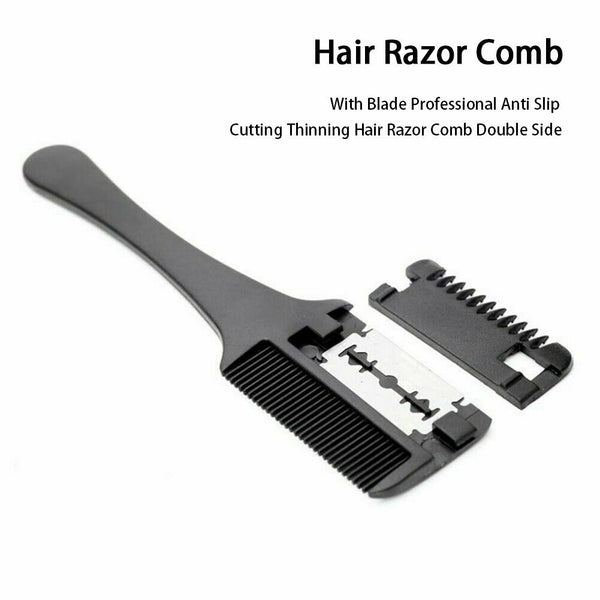 Hair Razor Comb Double Side Cutting Thinning Radian Design DIY Sharp With Blade
