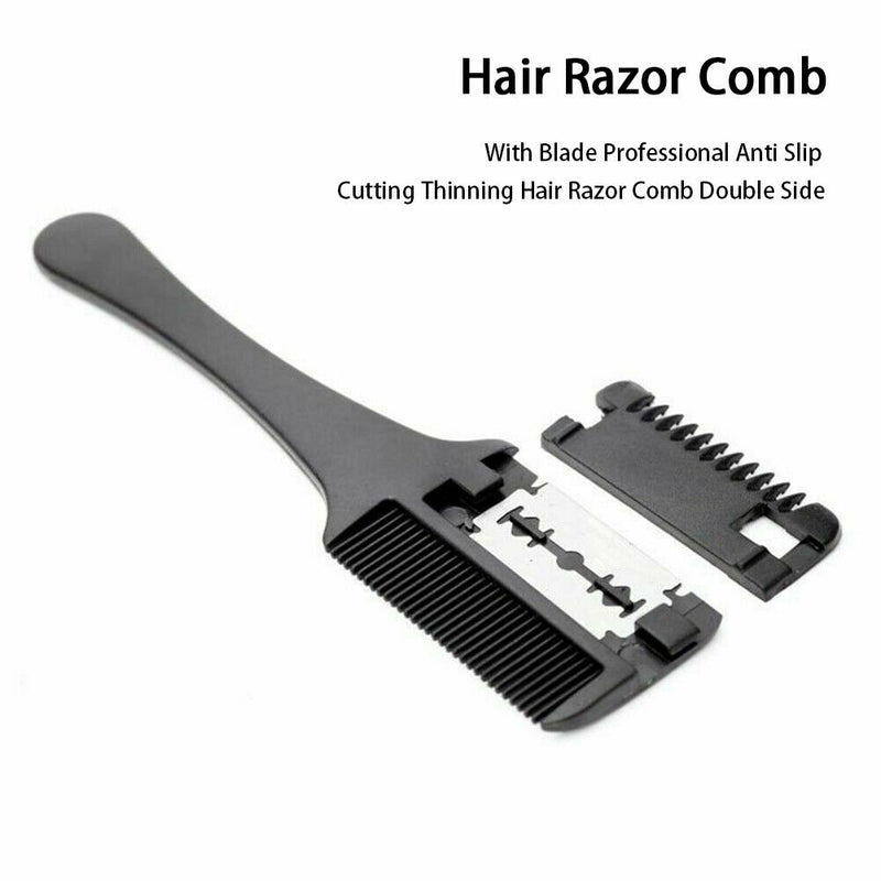 Hair Razor Comb Double Side Cutting Thinning Radian Design DIY Sharp With Blade