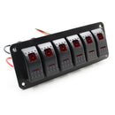 6 Gang 2LED Light Rocker Switch Panel Circuit Breaker 12V-24V Boat Marine W