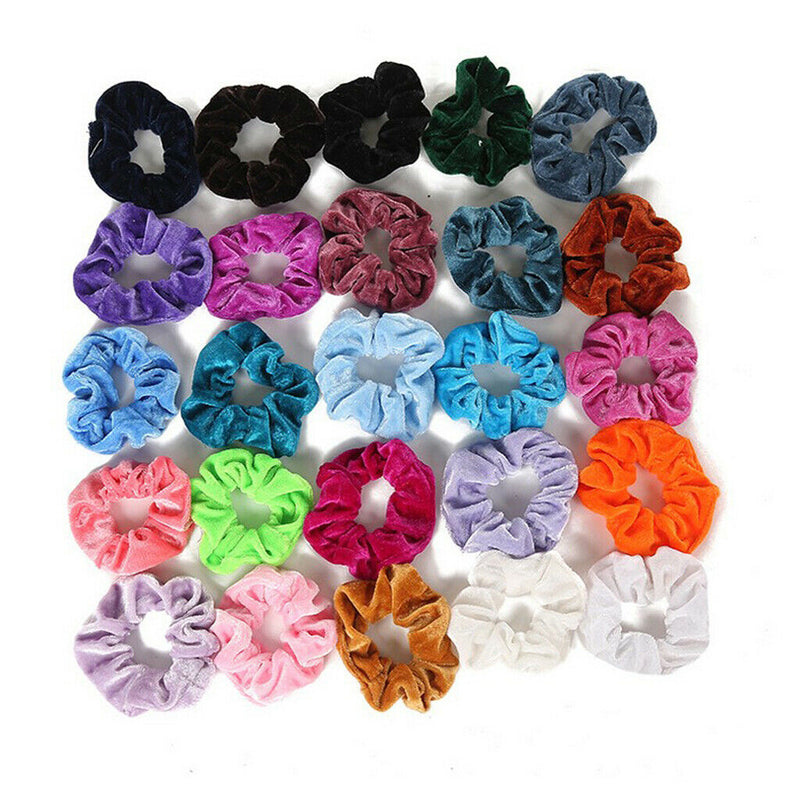 50x Womens Velvet Hair Bands Elastic Strong Hold Hair Accessories Scrunchie