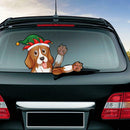 Elf Hat Beagle Dog Car Rear Windshield Wiper Stickers Decals Auto Styling