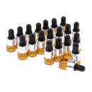 20 Pack Refill Empty Mini Amber Glass Essential Oils Dropper Bottles Jars, 1ml,