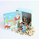 60PCS Christmas Santa Puzzles With Iron Box Of Kids Toys Ornament New Year SEAU