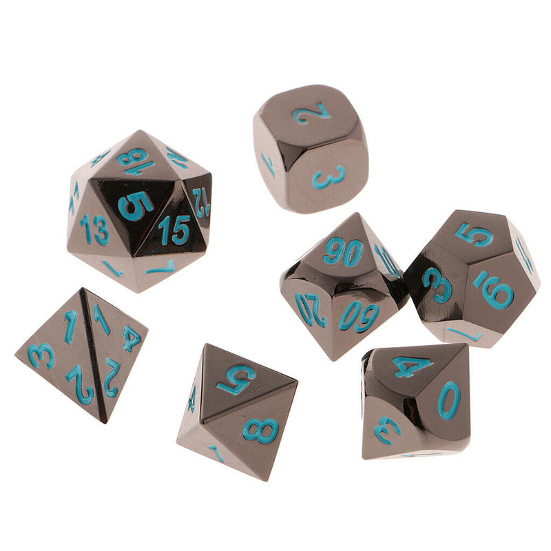 Set D4 D6 D8 D10 D12 D20 Dice Polyhedral for TRPG DND Role Playing 7Pcs Blue