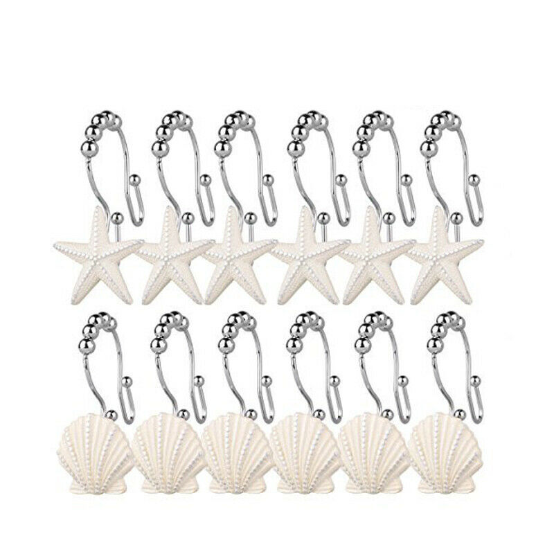 Rust Resistant Double Hooks Glide Shower Ring Hangs For Both Shower Curtain X5Y5