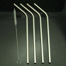 4 Stainless Steel Threaded Drinking Straws + 1 Cleaner Reusable Metal Endur