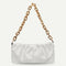 Women Evening Clutch Pleated PU Solid Shoulder Handbag Chain Totes (Beige)
