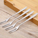 5pcs Stainless Steel Two-tine Fruit Fork Snack Dessert Forks Tableware Cake P1H5