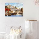 40x30cm Oil Painting By Numbers Ancient Harbor Boats DIY Drawing No Frame A