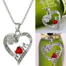 Charm Mother's Day Gift for Mom Friend Red Crystal Heart Necklace Pendant ES