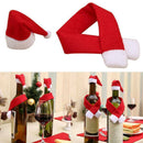 Merry Christmas Scarf Hat Wine Bottle Bag Cover Xmas Festival Party Table Decor