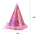 1set Dog Headband Sequins Hat Saliva Towel Birthday Decor Costume (Pink)