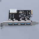 4 USB Ports PCI-E to USB 3.0 Expansion Card Adapter 5Gbps Speed for Desktop