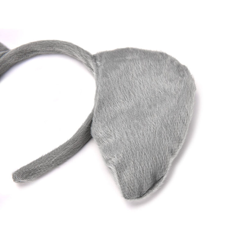 Elephant Animal Set Zoo Farm Jungle Safari Headband Ears Bow Tail Fancy Dress lj