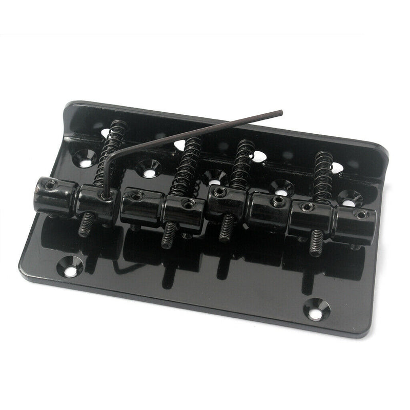 1 Set 4 Strings Electric Bass Bridge Tailpiece Hardtail Luthier Supply - Black