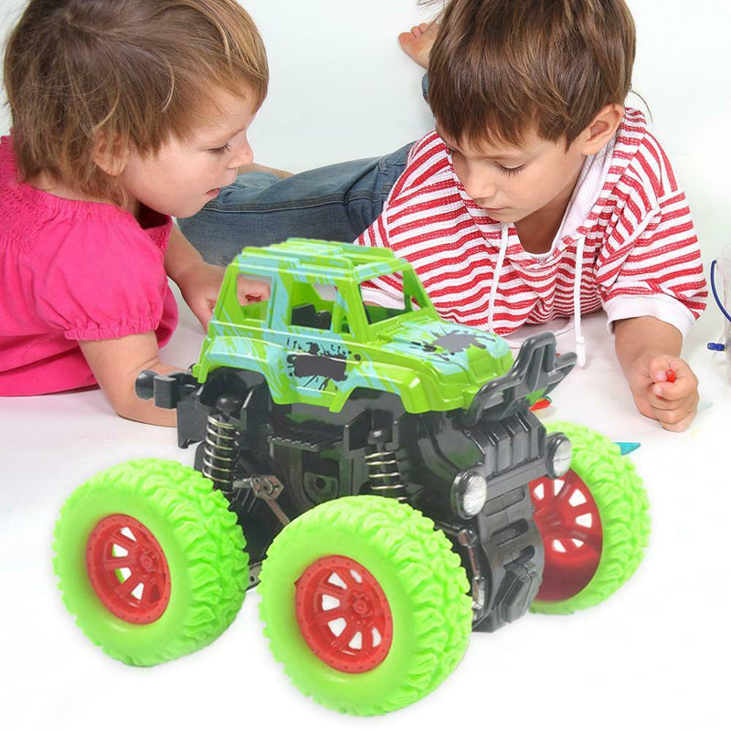 Mini Off-Road Vehicle Four-Wheel-Drive Plastic Kids Toys Stunt Car (Green)