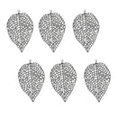 6Pcs Alloy Hollow Filigree Leaf Pendants Charms Connector for Jewelry Making