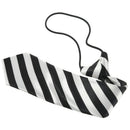 Children Cute Fashionable Elastic strap Diagonal Stripe Tie - Black + White