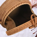 Handwoven Thick Classic Round Rattan grass Bag Brown