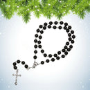 Fashion Top Black Tone Bead Chain Jesus Christ Cross Pendant Long Necklacce