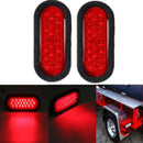 2Pcs 6 Inch Oval Red 22 LED Truck Taillight Transparent Reversing Tail Ligh