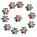 10 Colorful Crystal Rhinestone Flower Buttons Flatback Cluster Embellishment
