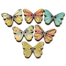 50pcs 2 Holes Mixed Butterfly Wooden Buttons Sewing Scrapbooking DIY - rand D7F2