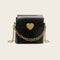 Women Bucket Shoulder Bag Leather Love Buckle Chain Crossbody Bags (Black) A