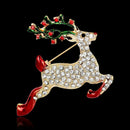 Christmas Sika Deer Brooch Rhinestone Badges Men Women Jacket Lapel Pins