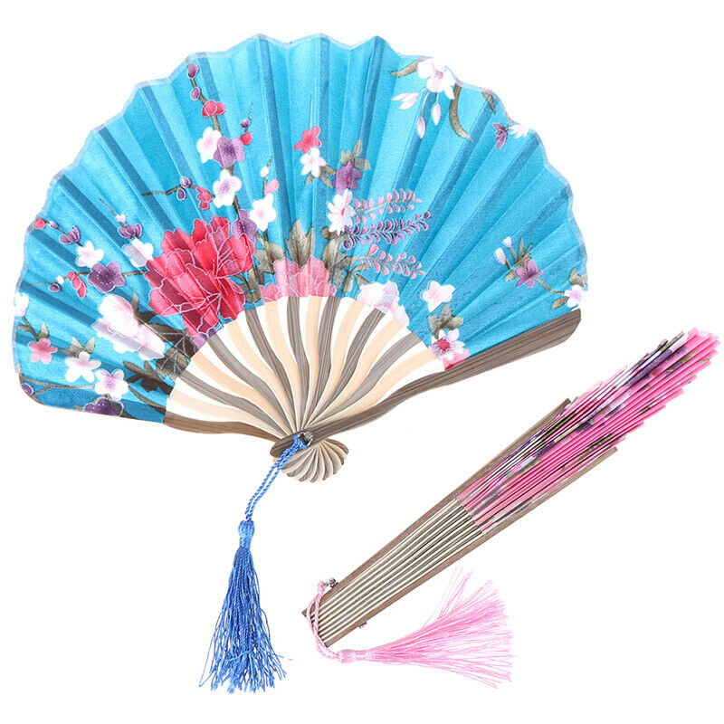 Pattern Chinese Style Hand Held Silk Bamboo Folding Fans Wedding Hand Fan JC,a