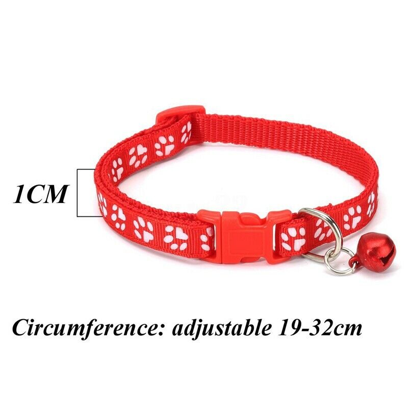 12PCS Dog Collars Pet Cat Puppy Buckle Nylon Collar with Bell 6 Colors T3Z9