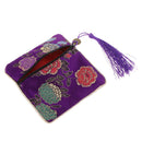 Guzheng Nail Tape Storage Bag Silk Brocade Jewelry Pouch Bag Purse Purple