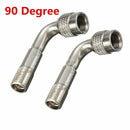 2x CAR MOTORBIKE TYRE VALVE EXTENSION ADAPTOR 90 DEGREE ANGLE SILVEj3C