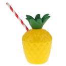 Novelty Tropical Pineapple Drinking Cup with Straw Luau Party Decor Supplies