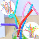100 pcs flexible plastic bendy party disposable drinking straws multicolor B Ew